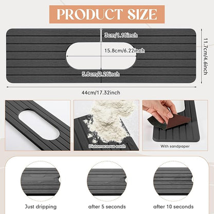 an Oval Hole Gray Faucet Mat for Kitchen Sink Bathroom 17.32" x 4.6" Kitchen