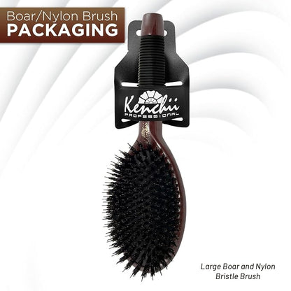 Kenchii Boar and Nylon Bristle Brush for Dog and Cat, Professional Grooming Brush with Maple Body, Lightweight, Non-Slip Rubber, Size Small