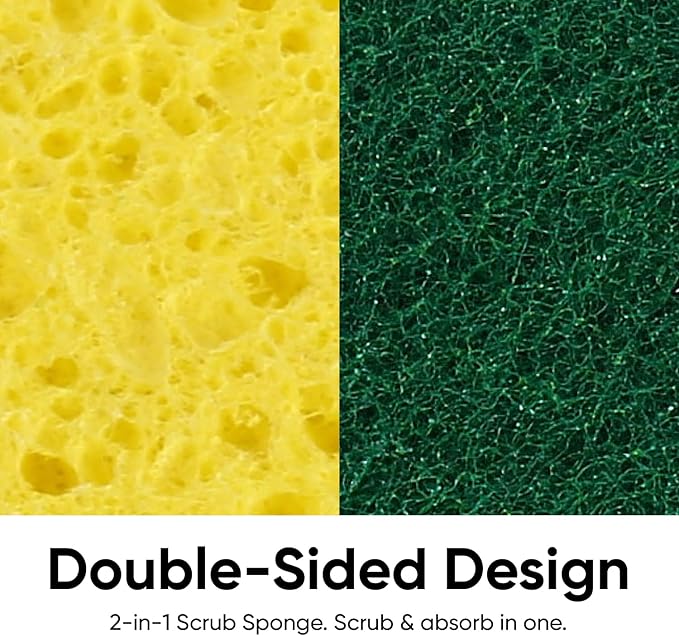 Kitchen Large Sponges for Washing Dishes, Non-Scratch Cellulose Dish Scrub Sponges, Cleaning Sponges for Household Use, Safe Cleaning Products, Kitchen Sponges Pack of 12, by Superio