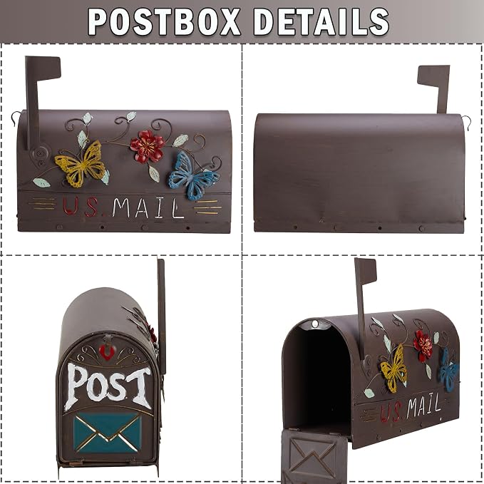 Heavy Duty Mailboxes for Outside, Mail Boxes Post Mount,Decorative Mailboxes Outside Courtyard Garden