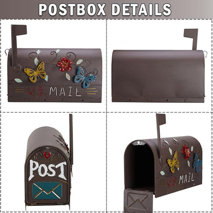 Heavy Duty Mailboxes for Outside, Mail Boxes Post Mount,Decorative Mailboxes Outside Courtyard Garden