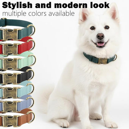 Silicone Dog Collar and Leash Set, Waterproof & Odor-Proof Puppy Collar for Small Dogs, Soft Flexible Leather-Look Dog Collars, Durable Thick Adjustable Pet Collar (Red, Small (11-15.5" Neck))
