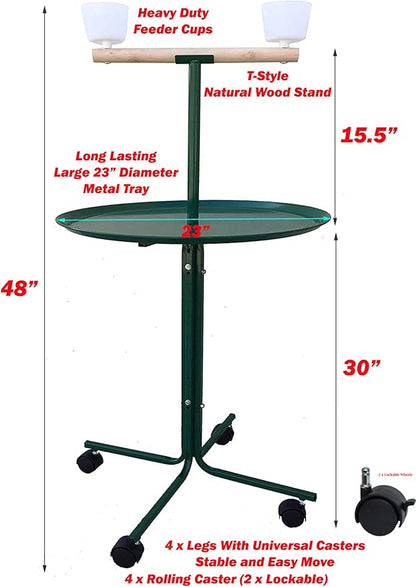 Large 49" Green Metal Base Parrot Bird Cage Amazon African Grey Macaw Cockatoo Cockatiel Play Metal Stand