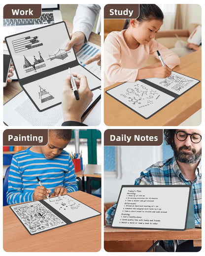 Mehaving Portable Small White Board Dry Erase Board, Reusable 9.5 * 6.6in Notebook Memo, Office Home Supplies Desk Accessories MH760 (Pink)