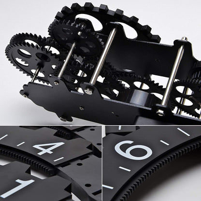 SHISEDECO Hour and Days Display Design Premium Plastic 3D Moving Large Gear Wheel Wall Clock, Perfect for Living Room, Reading-Room, Restaurant, Office Decor (B-Black)