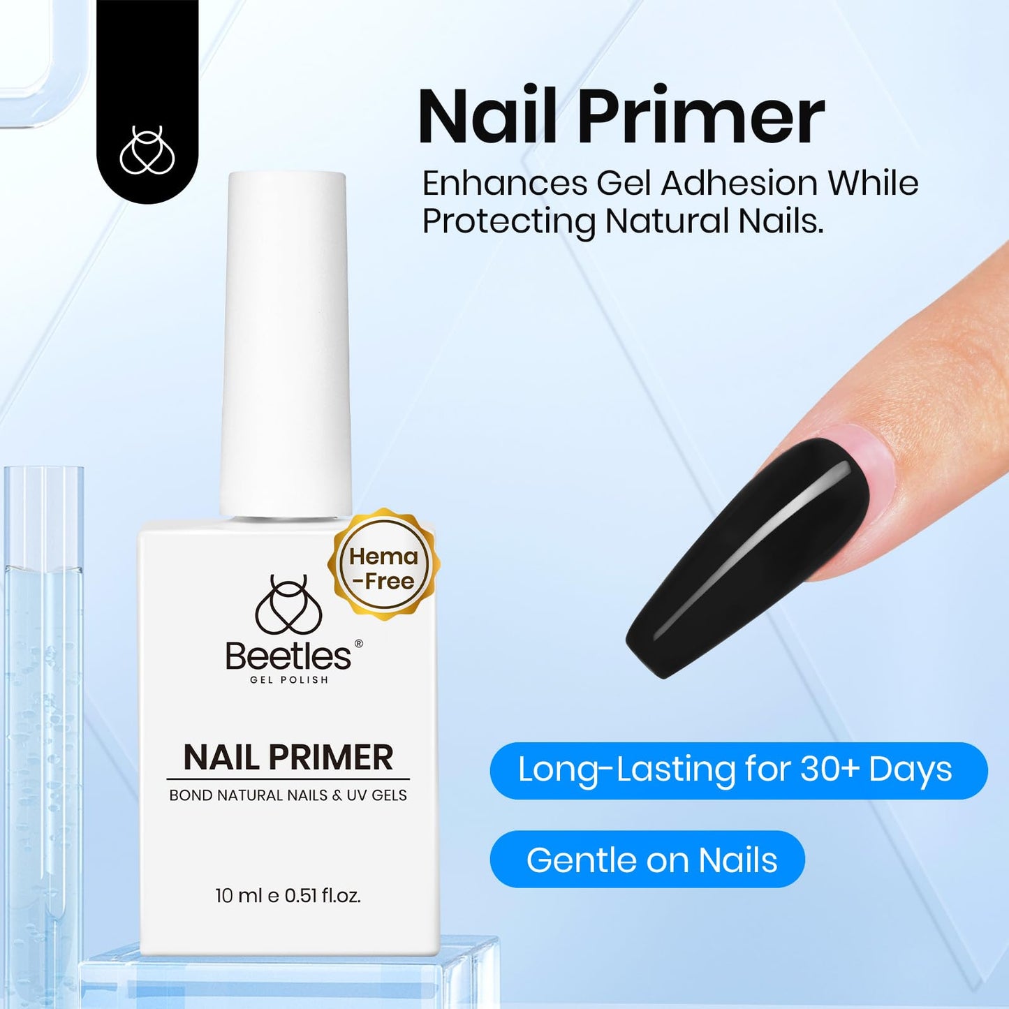 Beetles Nail Prep Kit Nail Dehydrator and Primer Nail Care Tool Kit 20ml Large Capacity Acid-Free & Hema-Free Dehydrate Bond Primer with Manicure Tools for Acrylic Nail Gifts for Women