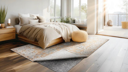Mohawk Home 4' x 6' Premium Luxury Non Slip Rug Pad 1/4 Thick Dual Surface Felt + Rubber Gripper - Safe for All Floors, Synthetic Fiber, Grey