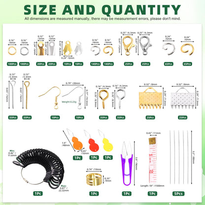 Keadic 947Pcss Jewelry Making Tool with Jewellery Findings Kit Includes Beading Wires, Mini Jewelry Pliers, Cord Ends, Lobster Clasps, Earring Hooks, Jump Rings, Eye Screw Pin for Adult and Beginners