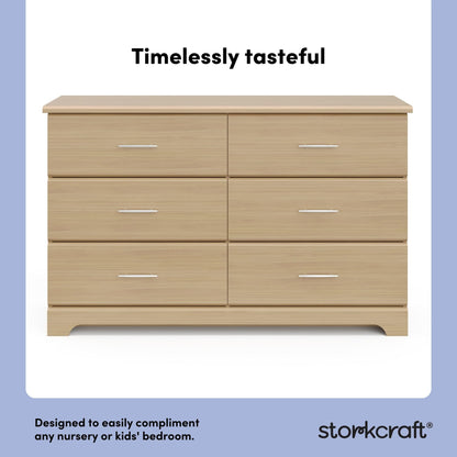 Storkcraft Brookside 6-Drawer Dresser (Driftwood) – GREENGUARD Gold Certified, Wood Dresser for Bedroom, Kids & Nursery Storage Chest, Safety Interlocking Drawers, Pre-Installed Tracks, Kids Chest