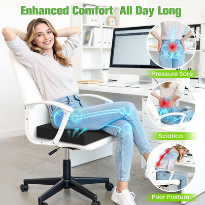 TranquilZone Seat Cushion for Office Chairs, Memory Foam Chair Cushion with Patterned Core for Even Support, Back, Tailbone & Sciatica Relief, Chair Pillow with Carry Handle for Car, Wheelchair(Black)