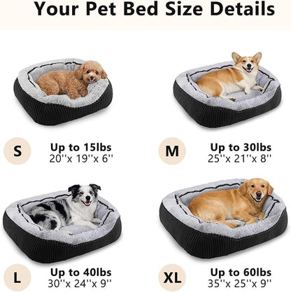 Dog Beds for Small Medium Large Dogs & Cats. Washable Pet Bed, Orthopedic Dog Sofa Bed, Soft Calming Sleeping Warming Puppy Bed (Black, Small-(20’’x 19’’x 6’’))