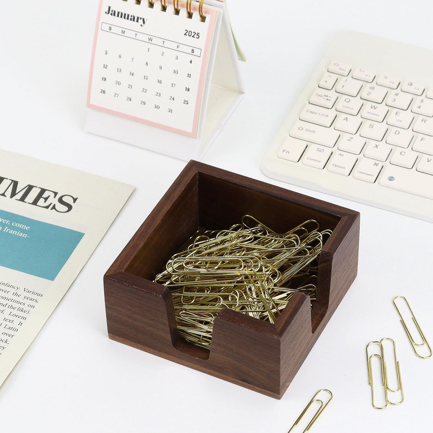 Wood Sticky Note Holder, Self Stick Note Pad Holder, Post It Note Dispenser Desk Organizer Walnut Wood Office Desk Accessories for School Office Desk Supplies - Black