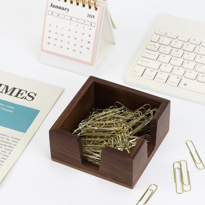 Wood Sticky Note Holder, Self Stick Note Pad Holder, Post It Note Dispenser Desk Organizer Walnut Wood Office Desk Accessories for School Office Desk Supplies - Black