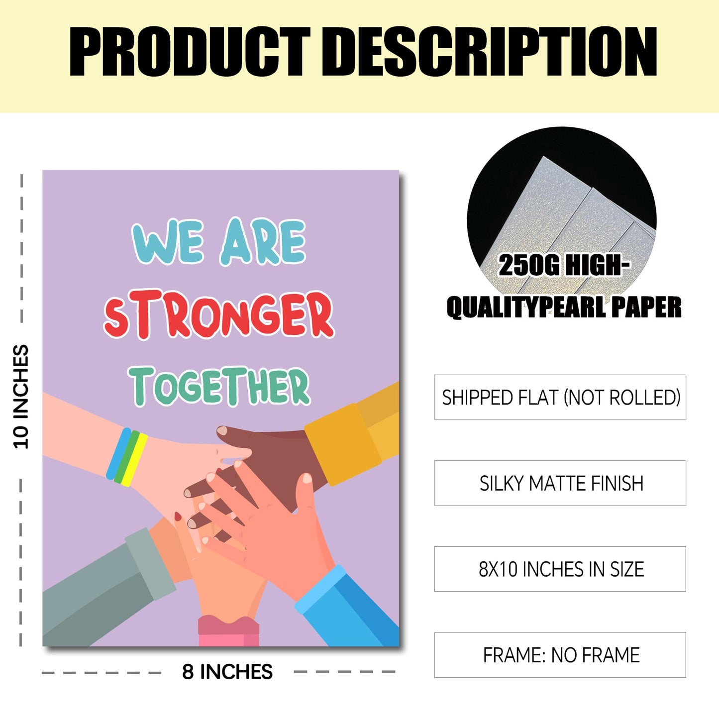 KDMAZH 6 Classroom Posters, Kindness Poster for Classroom Decorations，Motivational,Language educational， Positive,Inspirational. 8xx10Inch，Unframed