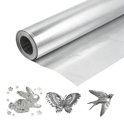Aluminum Embossing Foil Roll for Crafts - 12"x10ft x 100μ Thick Heavy Duty Embossing Metal Sheets for DIY Crafting, Tin Foil Paper for Metal embossed, Stamping, Decorative Art Projects (Silver)