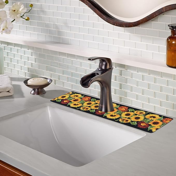 Sink Faucet Absorbing Mat, 2 Pack Drying Mat Around Faucet Sink Splash Guard