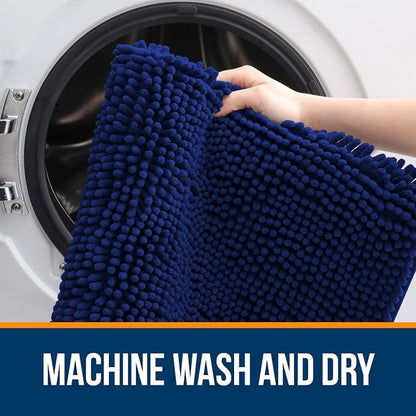 OLANLY Large Bathroom Rugs 40x32, Extra Soft Absorbent Chenille Bath Rugs, Rubber Backing Quick Dry, Machine Washable Bath Mats for Bathroom Floor, Tub and Shower, Home Decor Accessories, Navy