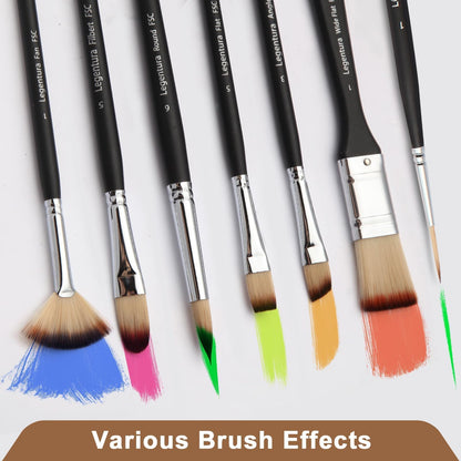 Legentura 25 PCS Paint Brush Set for Acrylic, Oil & Watercolor, Artist Brush Kit with Flat, Filbert, Fan, Round, Liner, Dagger & Angle Brushes, Synthetic Bristles, Roll-Up Case