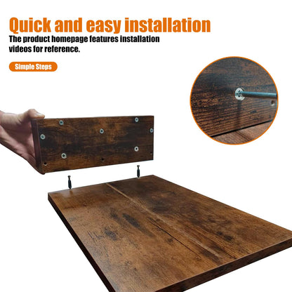 Wood Dual Monitor Stand Riser, Desk Organizers and Accessories with Storage Pen Holders, Adjustable Length and Angle 3 Shelf Extra Long 46" Desktop Organizer for 2 Monitors, Computer, Laptop, TV,Rustic Brown (Triple)