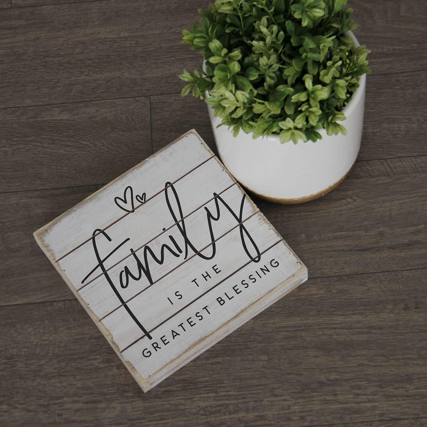 Simply Said, INC Perfect Pallet Petites Family Is the Greatest Blessing Sign, Rustic Wooden Plaque, Farmhouse Wall Decor or Shelf Sitter, 8 Inch