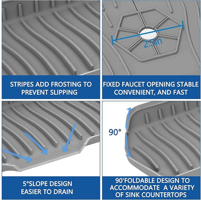 Kitchen Sink Splash Guard Gen2-30" x 6'' Silicone Sink Mat Splash Guard fit