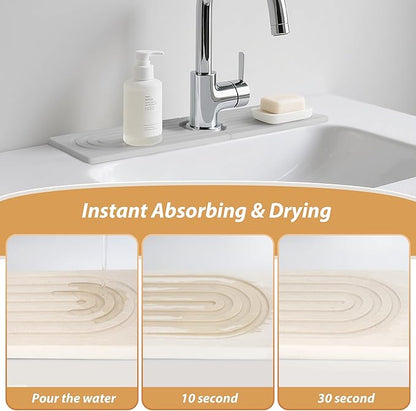 Kitchen Sink Faucet Mat, Diatomaceous Earth Quick Dry Sink Splashback Drying Mat