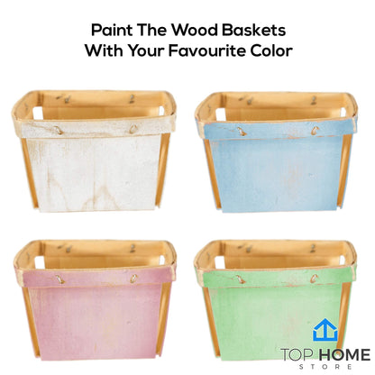 Top Home Store One Pint Wooden Berry Baskets (10 Pack) – For Fruit Picking, Arts, Crafts, and Decor; 4” Square Vented Wood Boxes