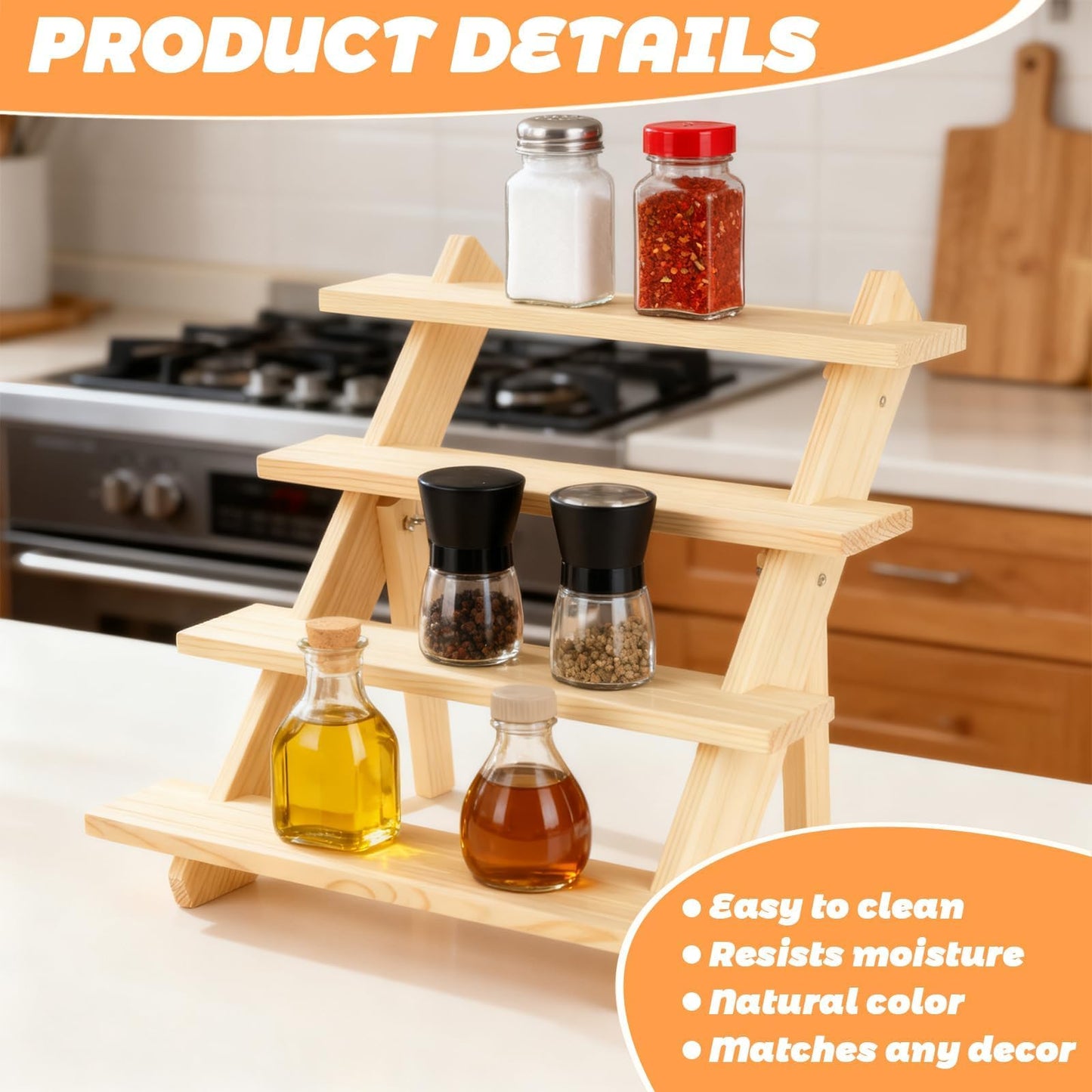 Oungy 2 Pack 4 Tier Wooden Display Stand Riser Detachable Wood Earring Display Cupcake Stands Jewelry Display for Vendors with Groove or Jewelry Cupcake Vendors Retail