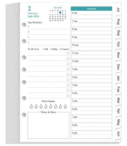 2026-2027 Planner Refills - One Page Per Day Daily ＆ Monthly Planner, July 2026-June 2027, 7-Hole Punched，Prioritized, To-Do List, Notes, Appointment Schedule, Desk Size 4, 5.8" x 8.3"