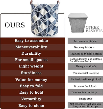 80L Waterproof Laundry Hamper in Family Leather Handle Laundry Basket in