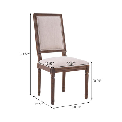Christopher Knight Home Regina French Country Dining Chairs Set of 2, Wooden Dining Room Chair, High Back Kitchen Side Chair, Fabric Upholstered Armless Extra Seat, Beige+Walnut