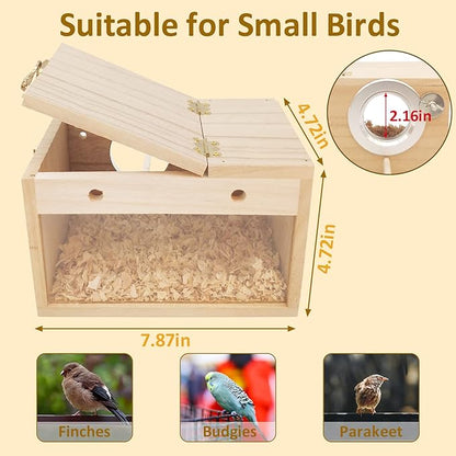 BNOSDM Parakeet Nesting Box Transparent Bird Nest Breeding Box with Perch (S)