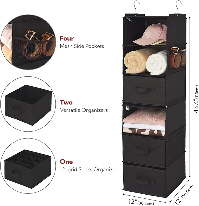 GRANNY SAYS 6-Shelf Hanging Closet Organizers and Storage, Separable to 2 Pack