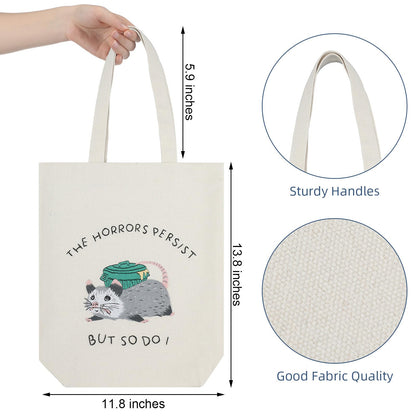 Sadnyy Possum Canvas Tote Bag Opposum Embroidery Kit for Beginners Cross Stitch Kits with Needles Thread Instruction for Adults Arts DIY Crafts Possum Needlepoint Women Shopping Reusable Grocery Bags