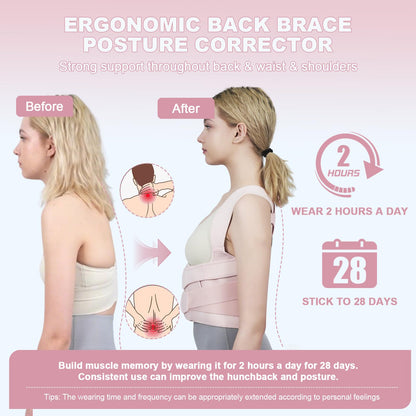 Posture Corrector for Women and Men Upgraded Back Brace, Adjustable Back Support for Upper and Lower Back Pain Relief, Shoulder Straightener for Hunchback, Scoliosis, Lumbar, Spine (Black, Small)