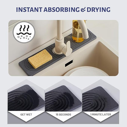Stone Faucet Mat for Kitchen Sink，Super Absorbent Diatomite Fast Drying Stone