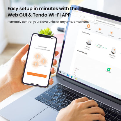 Tenda AX3000 Mesh WiFi 6 System Nova MX12-5000 sq.ft WiFi Coverage - Dual-Band Mesh Network for 160+ Devices - 3 Gigabit Ports per Unit Support Auto-backhaul- 2-Pack