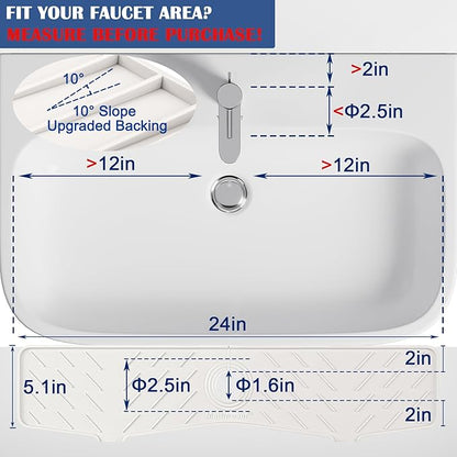 Meiliweser Faucet Mat for Kitchen Sink – 24” x 5.1” Extra-Long Silicone Splash