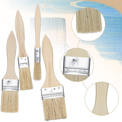 Skylety 48 Pcs Chip Paint Brushes Set 0.5/1/ 1.5/2 Inch Stain Brush Household Bristle Paintbrushes with Wood Handle for Paint, Glues, Varnish, Art Crafts Supplies, 4 Sizes Show
