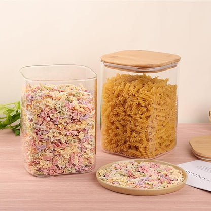 Glass Food Storage Jars 3.6 Qt Set of 2, Glass Storage Containers Clear Glass