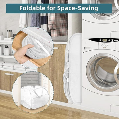 Collapsible Laundry Basket, 90L Large Foldable Mesh Pop Up Hamper
