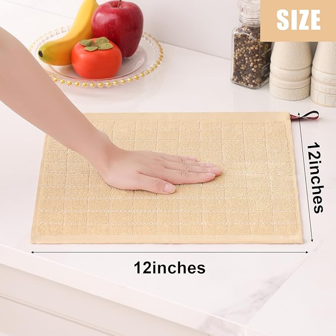 Homaxy 100% Cotton Terry Kitchen Dish Cloths, Ultra Soft and Absorbent Dish