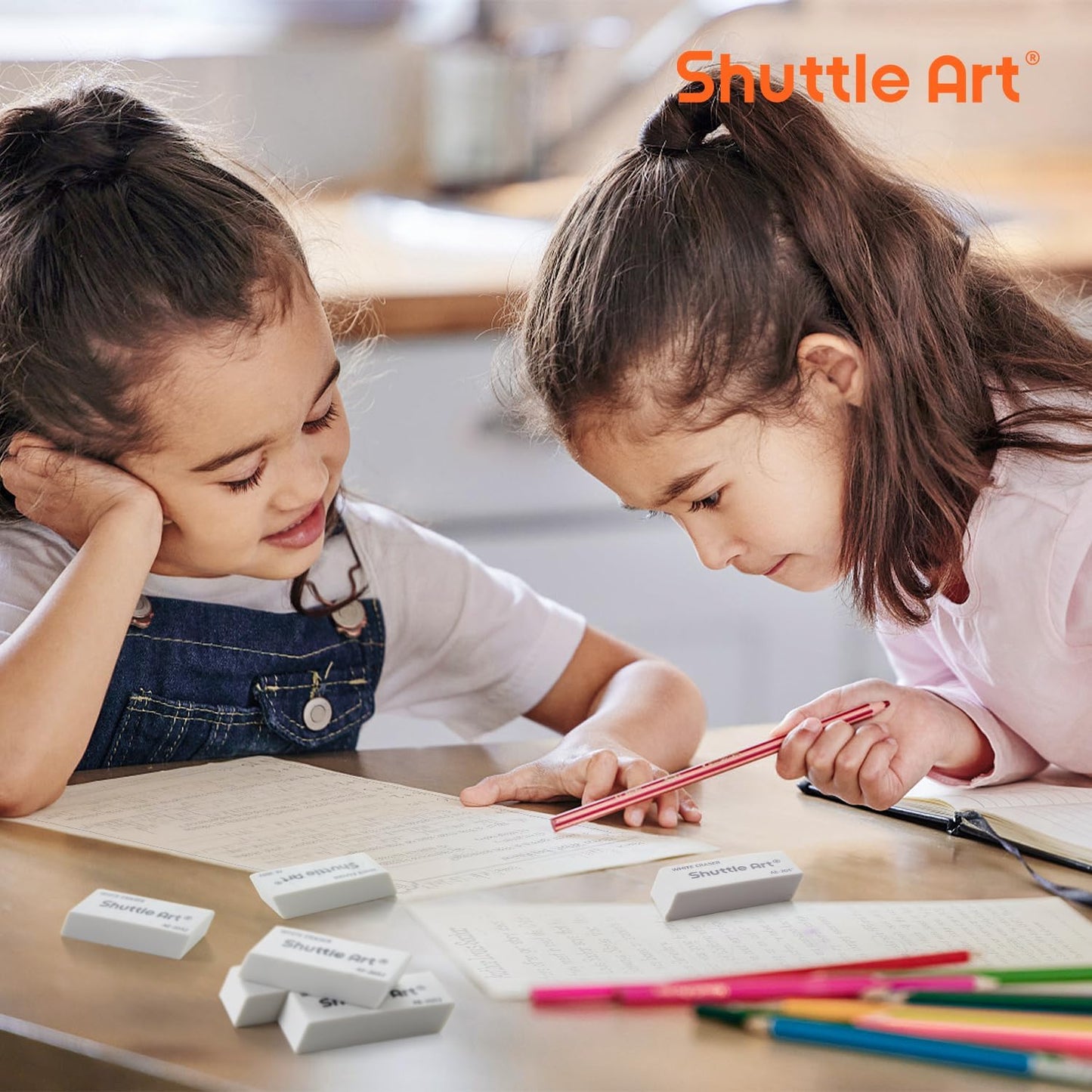 Shuttle Art White Erasers, 120 Pack Erasers Bulk, Smudge Resistant Eraser for Pencils, School Supplies for Kids, Students, Teachers, Office