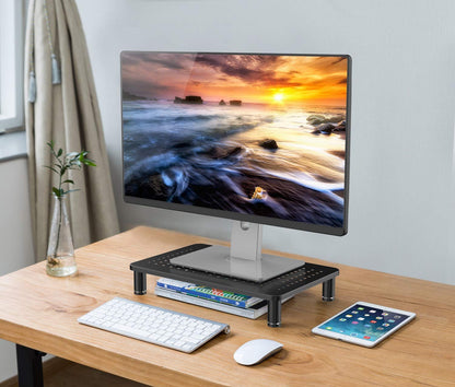 Husky Mounts Monitor Riser Laptop Stand, Adjustable Legs, Stackable, 14.5" x 9.25" x 3.25" Max Height, Matte Black Steel, 1 Stand