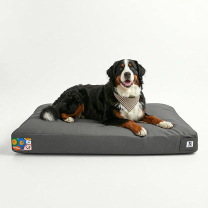 Sytopia 47 Inch Canvas Outdoor Dog Bed for XXL Dogs, Durable Dog Bed with Waterproof Machine Washable Removable Cover, Indoor Patio Pet Pad for Crate, Dark Grey