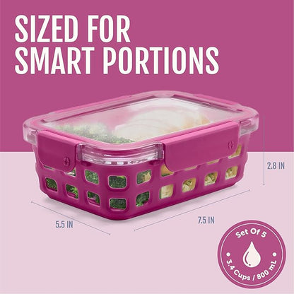 Ello Duraglass 3.4 Cup Meal Prep Sets 10Pc, 5 Pack Set- Glass Food Storage