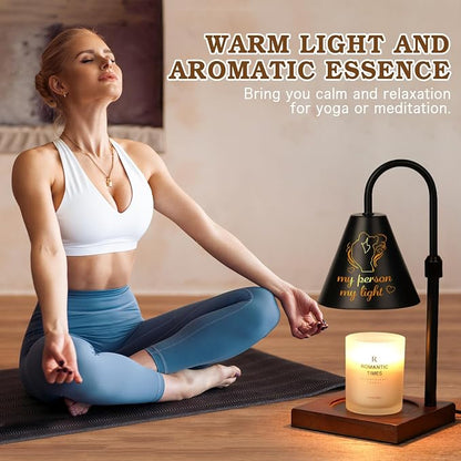 Modern Candle Warmer Lamp with Timer, My Person My Light, Couple Anniversary Valentines Day Gifts for Men Women, Adjustable&Dimmable Candle Lamp Warmer, Black Candle Warmer, Vintage Home Decor