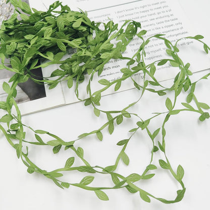 2 PCS Leaf Ribbons 43.7 Yard, lyfLux Leaves Leaf Ribbon Trim Rope, for for DIY Crafts, Wedding, Home Decor (Gold+Green)