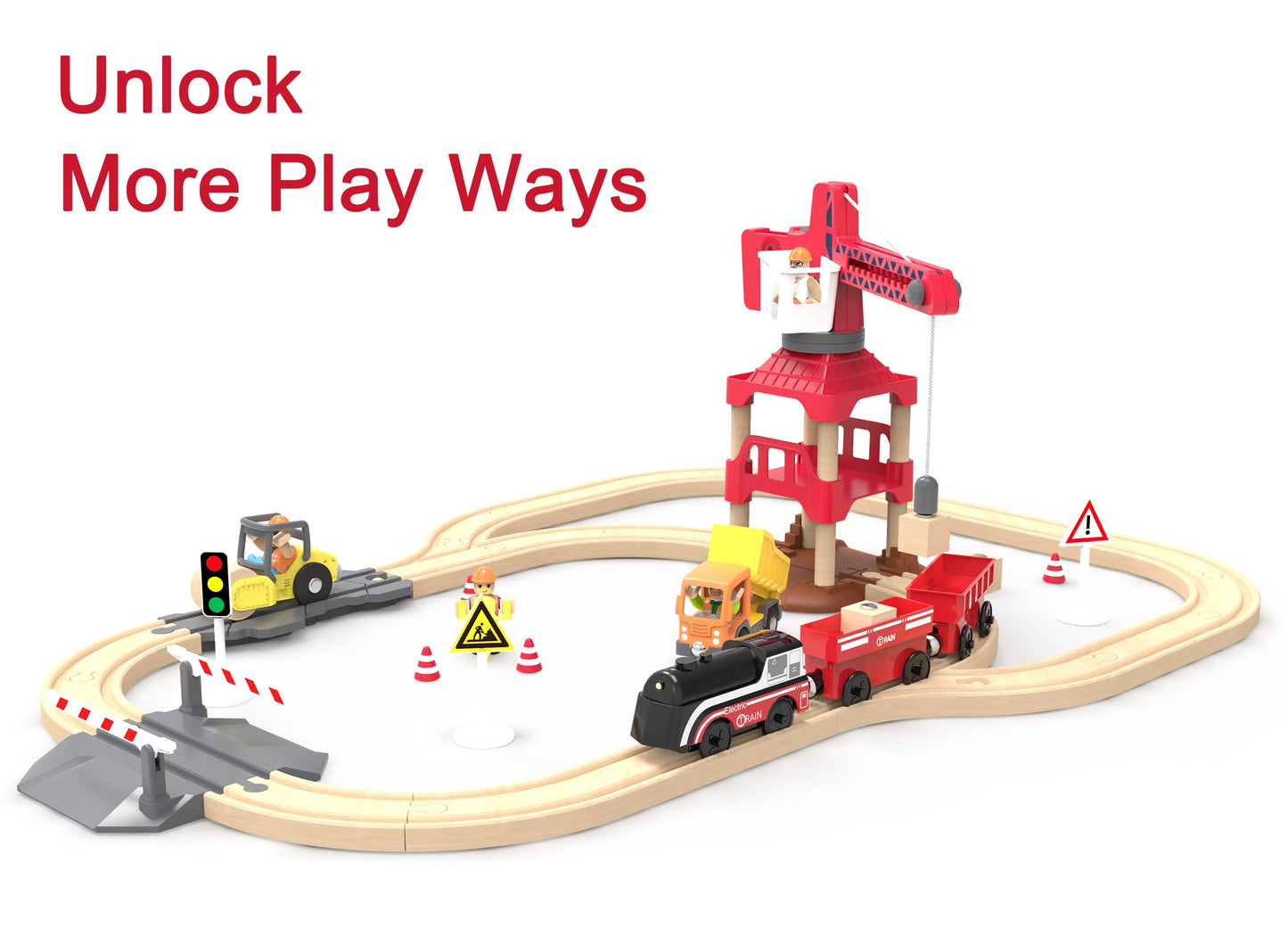 Battery Operated Train for Wooden Track, Motorized Train for Toddlers 3+ Years Old, 3Pcs Trains Toy Set Electric Trains Compatible with Thomas, Brio, Chuggington, Melissa and Doug