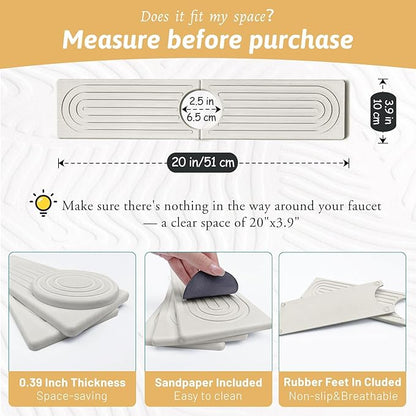 Stone Faucet Mat Handle Drip Catcher, Dish Drying Mat Soap Sponge Holder Tray